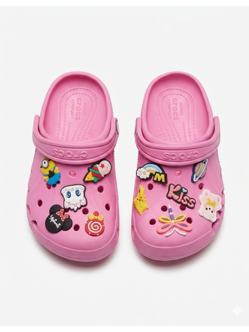 CROCS Kids Classic Clog with Colorful Charms - Pink
